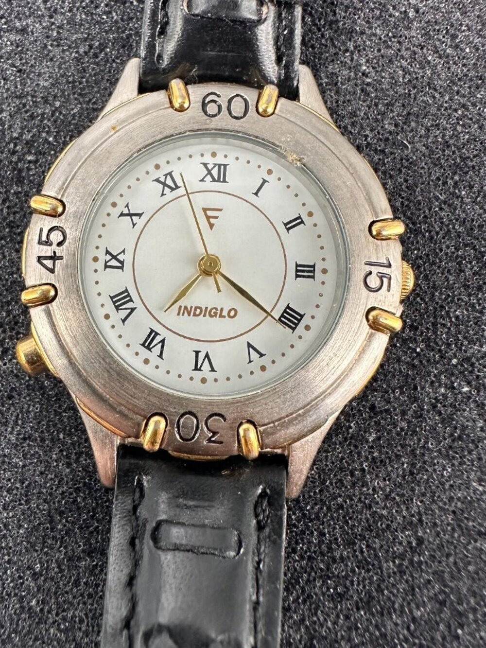Vintage Timex Indiglo Watch Women Gold Tone Leather Band 32MM New Battery
